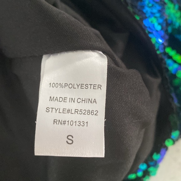 Charlotte Russe Sequin Romper Long Sleeve blue green shorts S - Picture 3 of 6